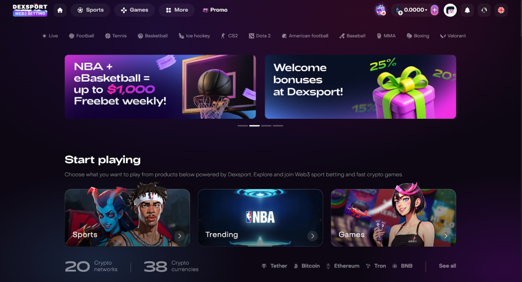 Dexsport main page. Source: Dexsport.io